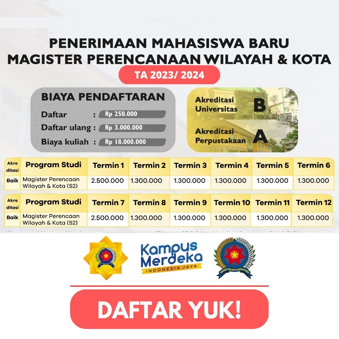 Pendaftaran Magister Perencanaan Wilayah & Kota Panca Budi